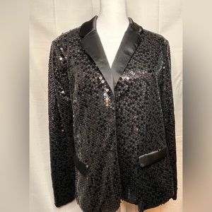 Lisa Rinna button front sequin black jacket, previously loved